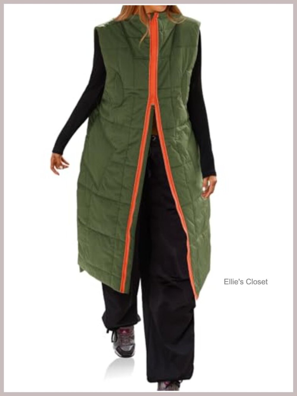 Long Quilted Puffer Vest Lightweight Winter Coat Knee-Length
